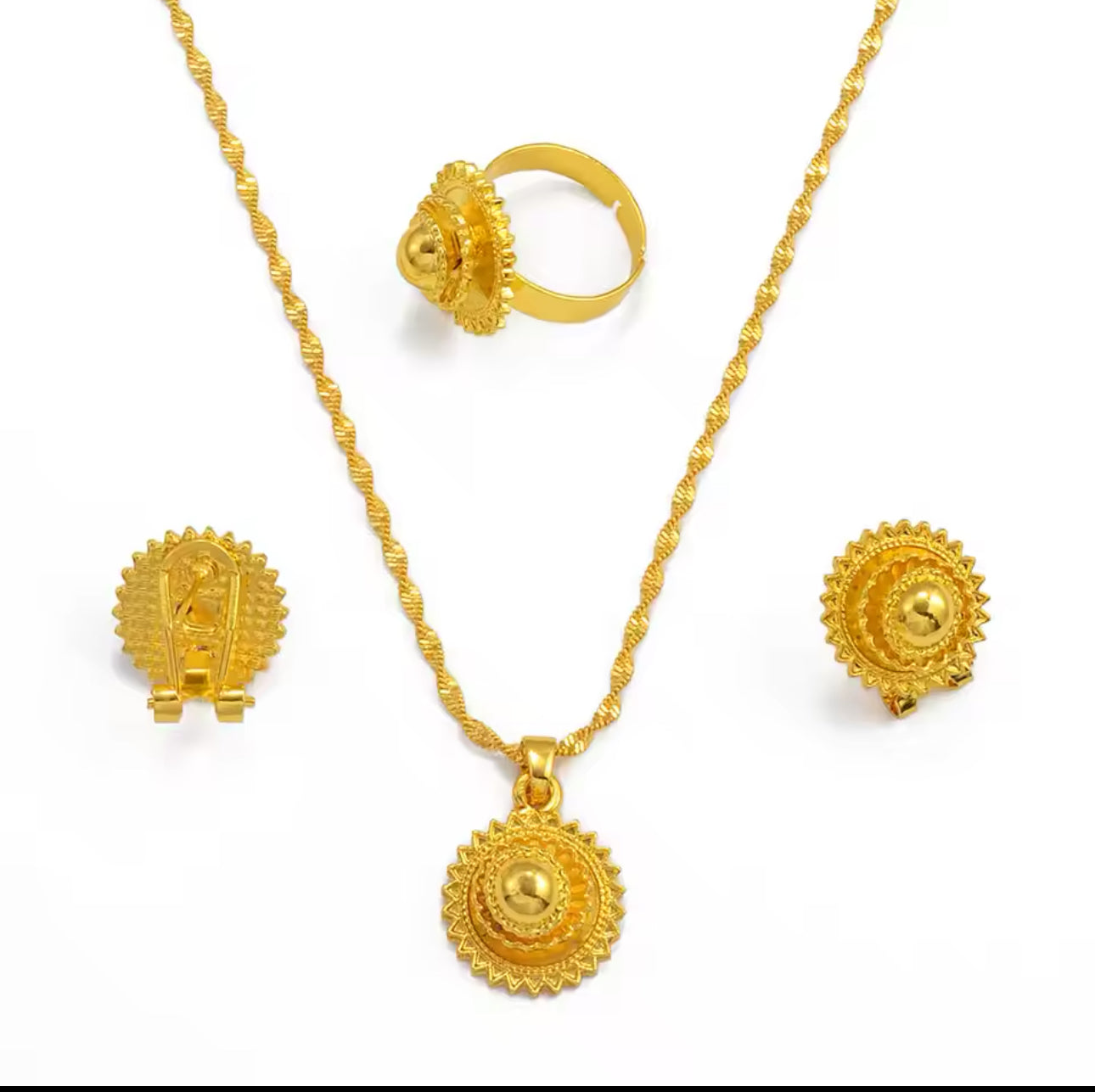 Small Size Ethiopian and Eritrean Jewelry Women Necklaces ,Earrings  and Ring Gold Color  Children Jewelry