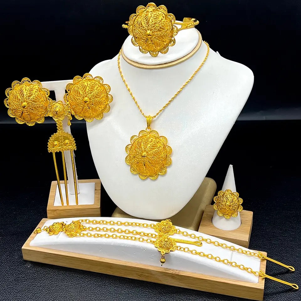 Habeshan Gold plated 6pcs jewelry sets