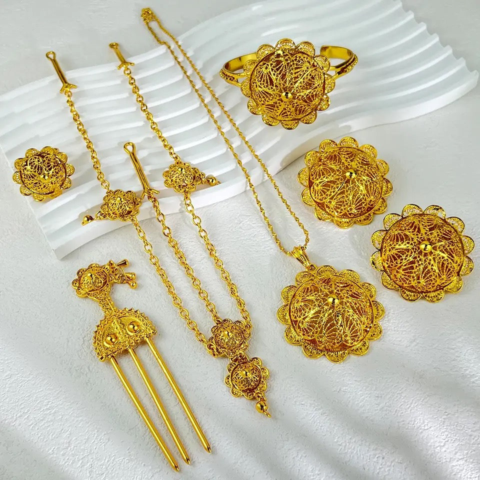 Habeshan Gold plated 6pcs jewelry sets