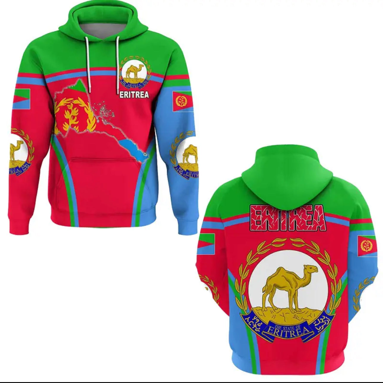 Eritrea Map Flag Hoodies For Kids