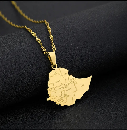 New Ethiopia Map Cities Pendant Necklaces